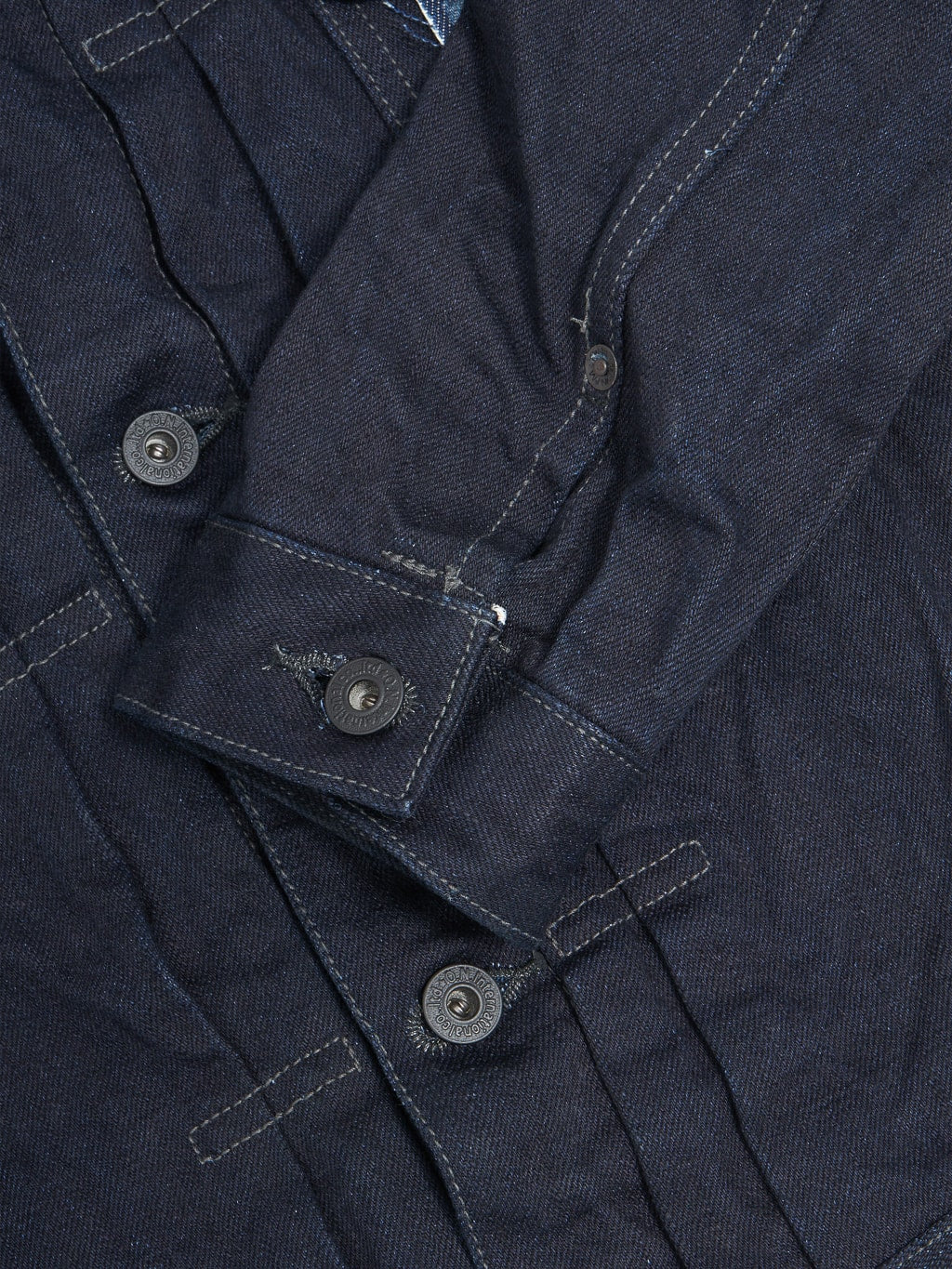 oni black weft 14oz type 2 denim jacket cuff