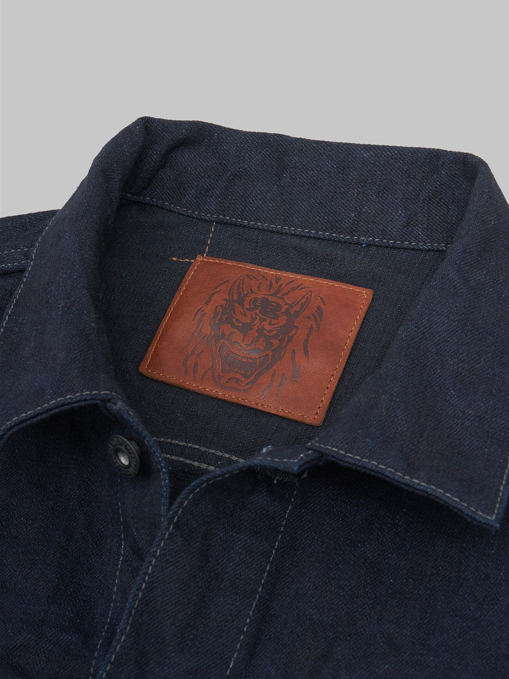 oni black weft 14oz type 2 denim jacket leather patch