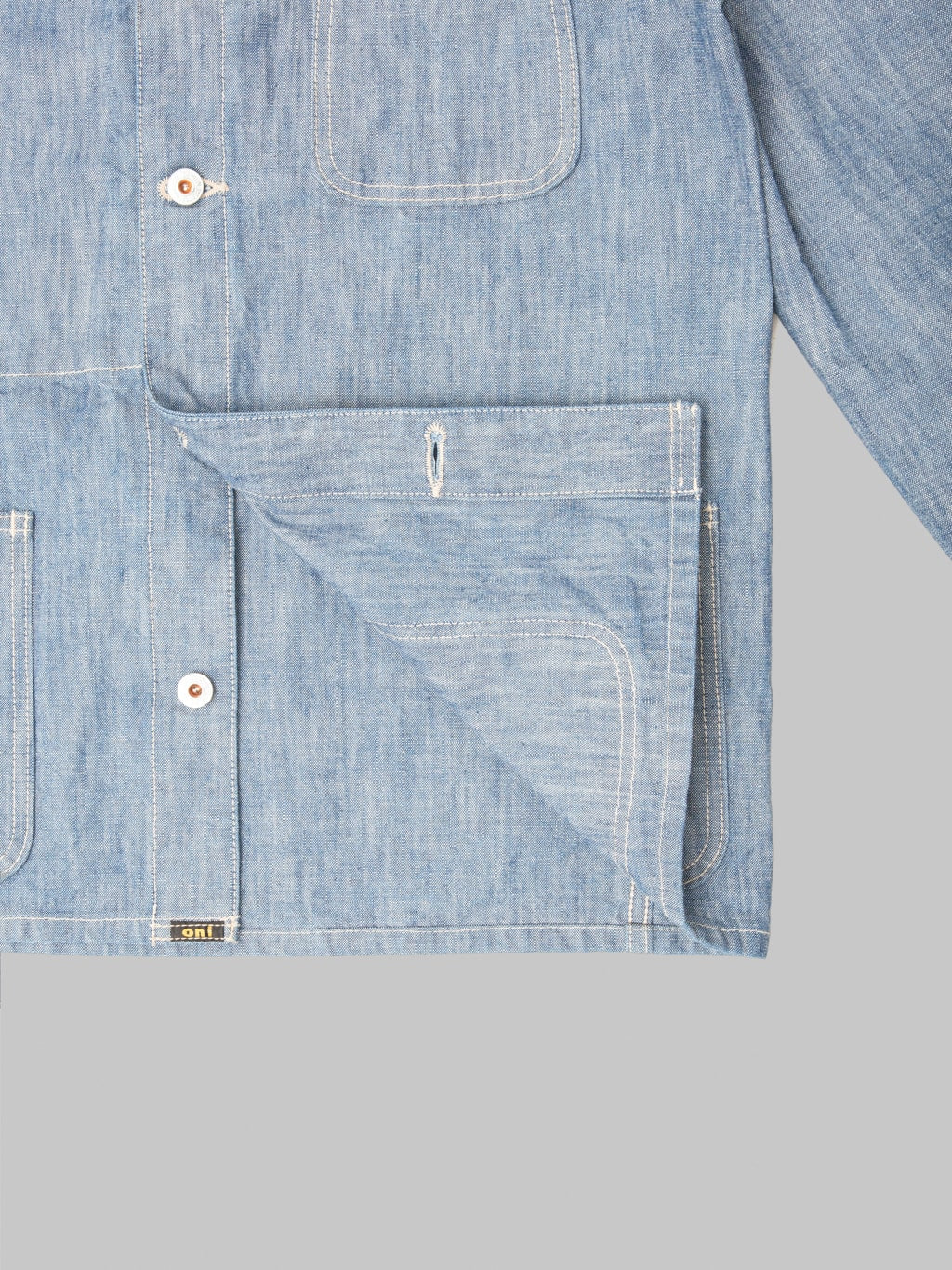 ONI Denim 03501 SHVCH 13oz Super Heavy Chambray Coverall interior fabric