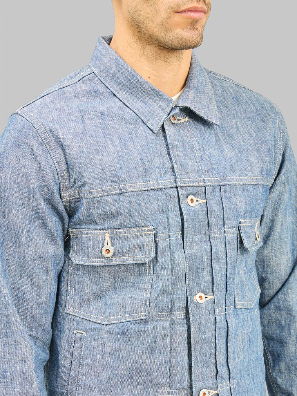 ONI Denim 02516P 13oz Super Heavy Chambray Type 2 Jacket chest