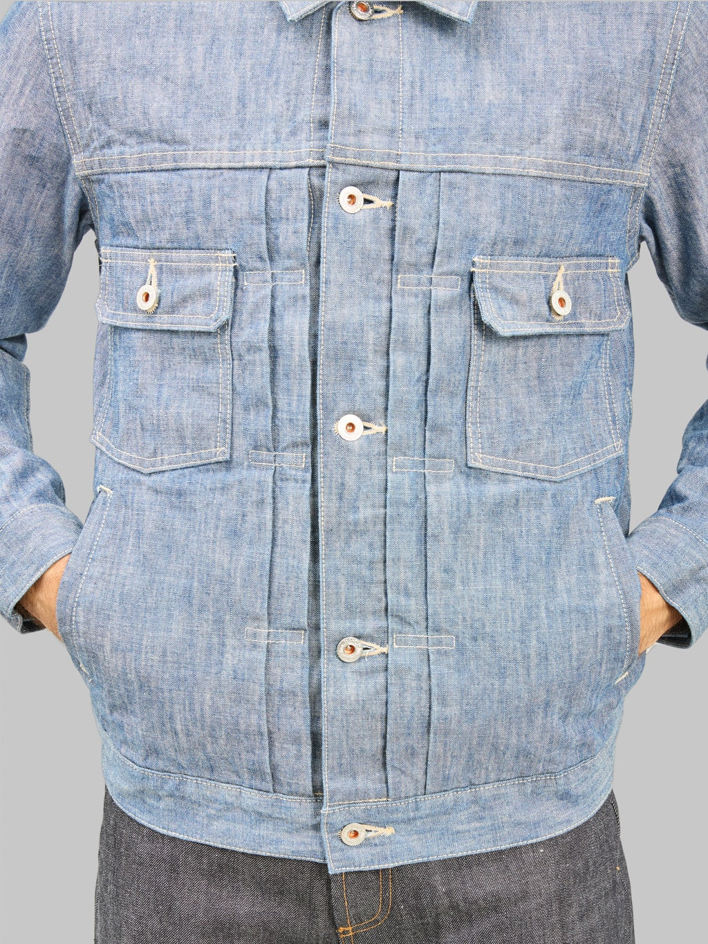 ONI Denim 02516P 13oz Super Heavy Chambray Type 2 Jacket side pockets