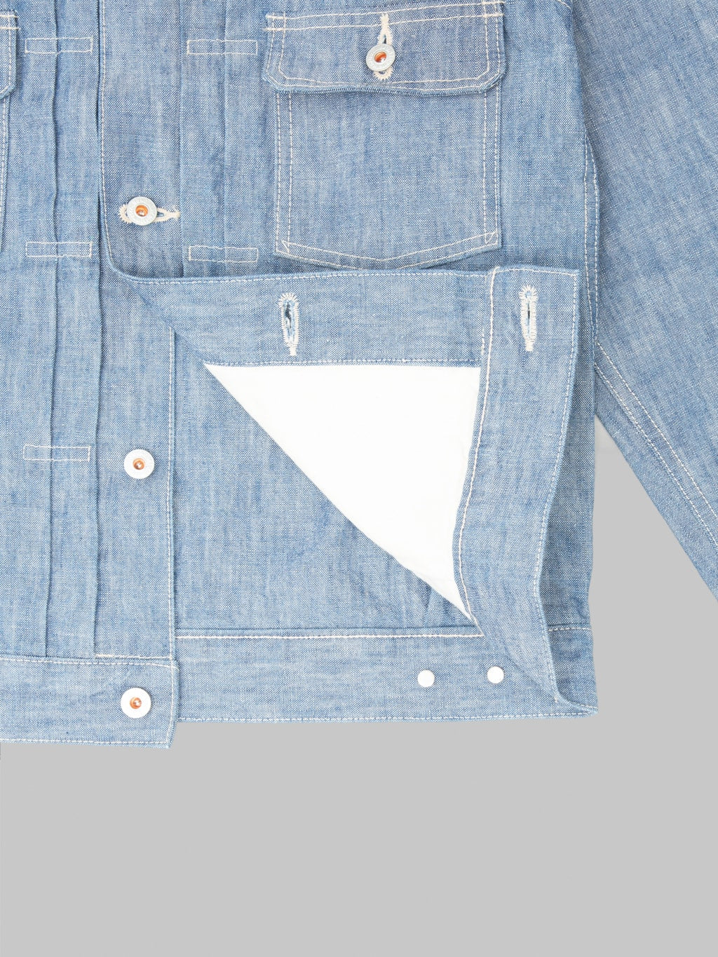 ONI Denim 02516P 13oz Super Heavy Chambray Type 2 Jacket interior fabric