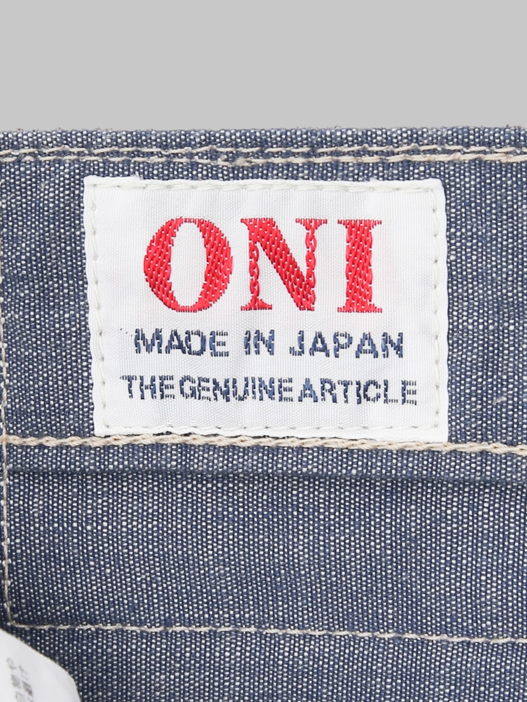 ONI Denim 200 HCSV Selvedge Chambray 8oz Wide Straight Jeans interior tag
