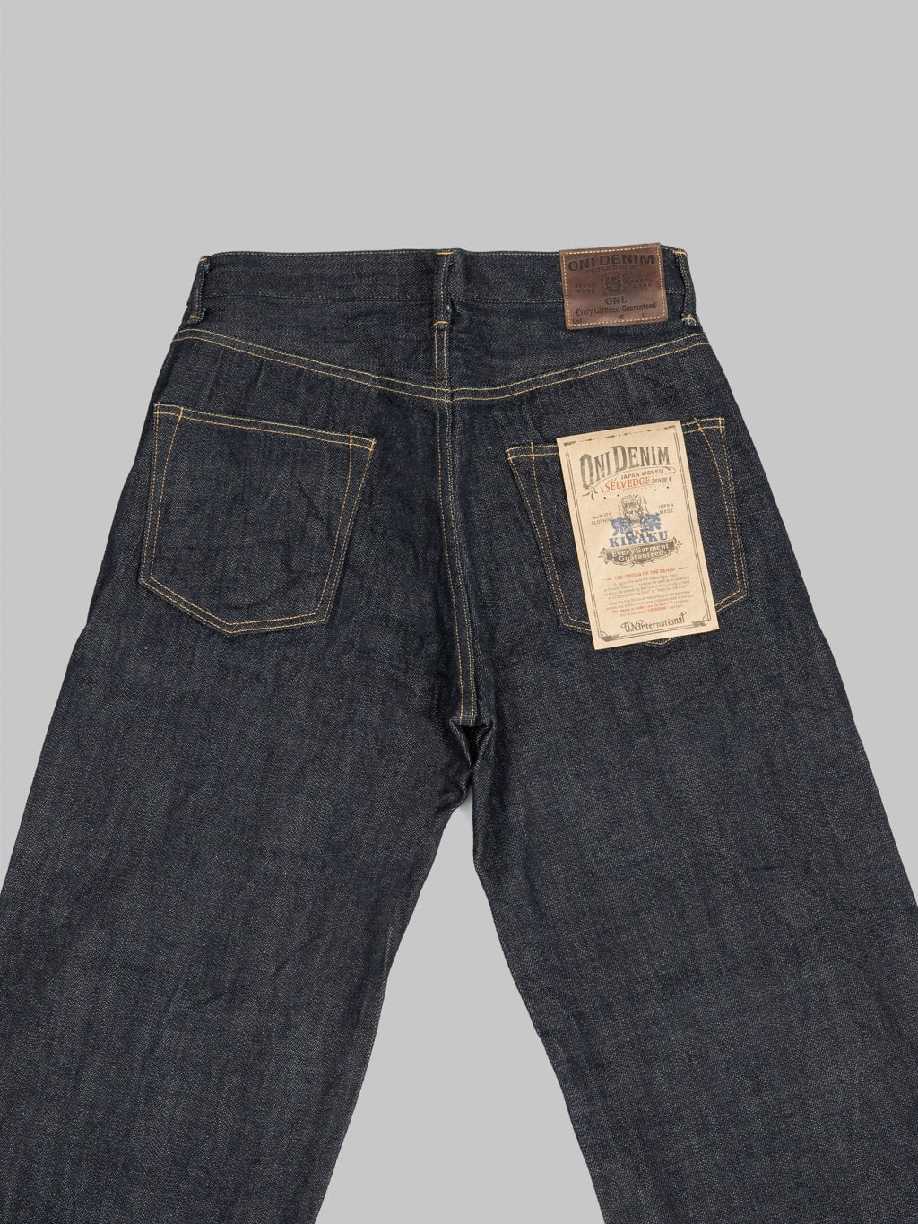 ONI Denim 222 Kiraku 12oz Wide Straight Jeans back details
