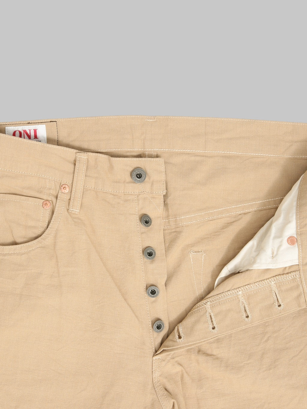 ONI Denim 266-8SVCBE 8oz Chambray Beige Relax Straight Jeans