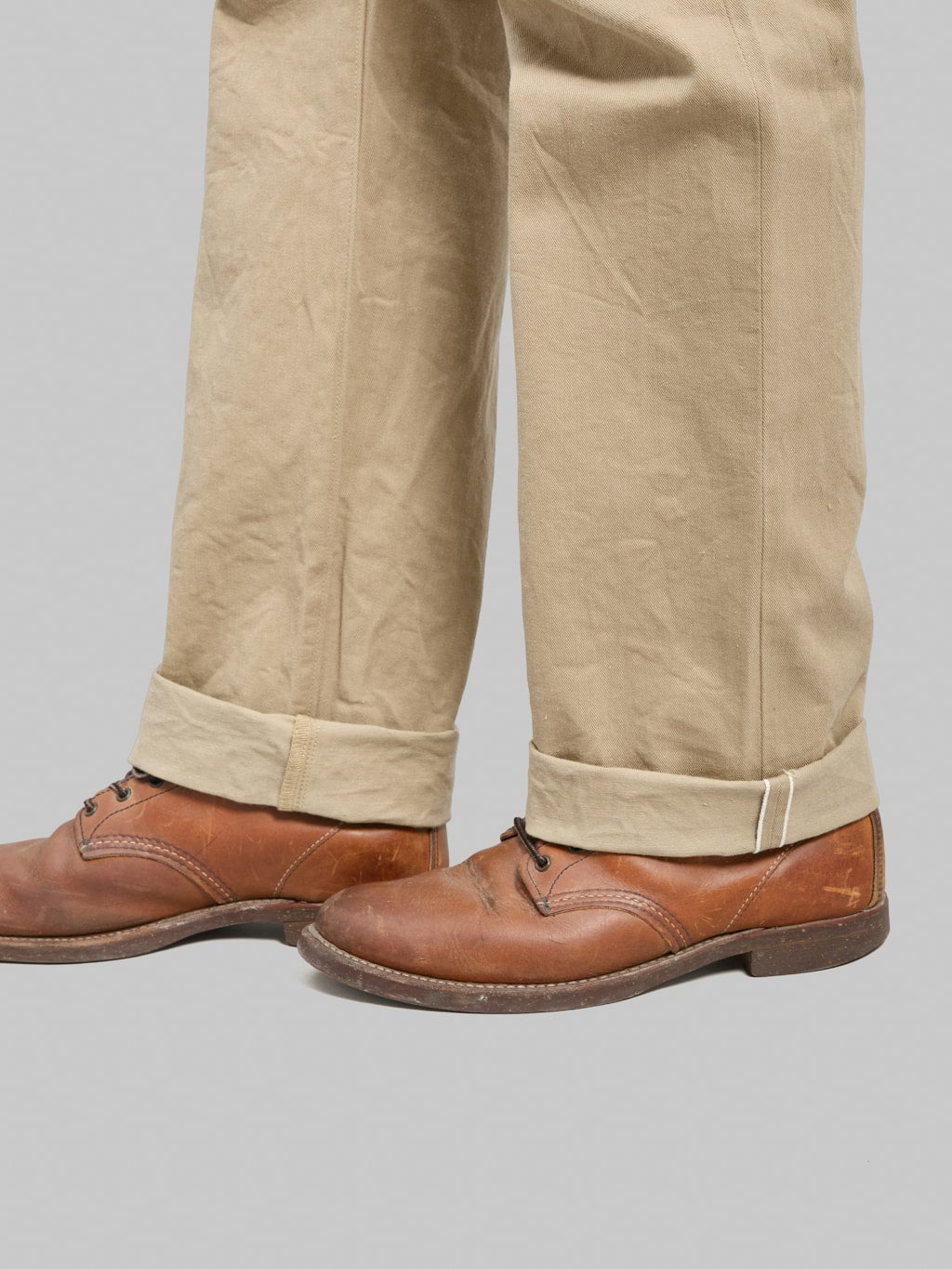 ONI Denim 271-SVCKB Just Right Straight Selvedge Chino Cloth Khaki Beige Jeans