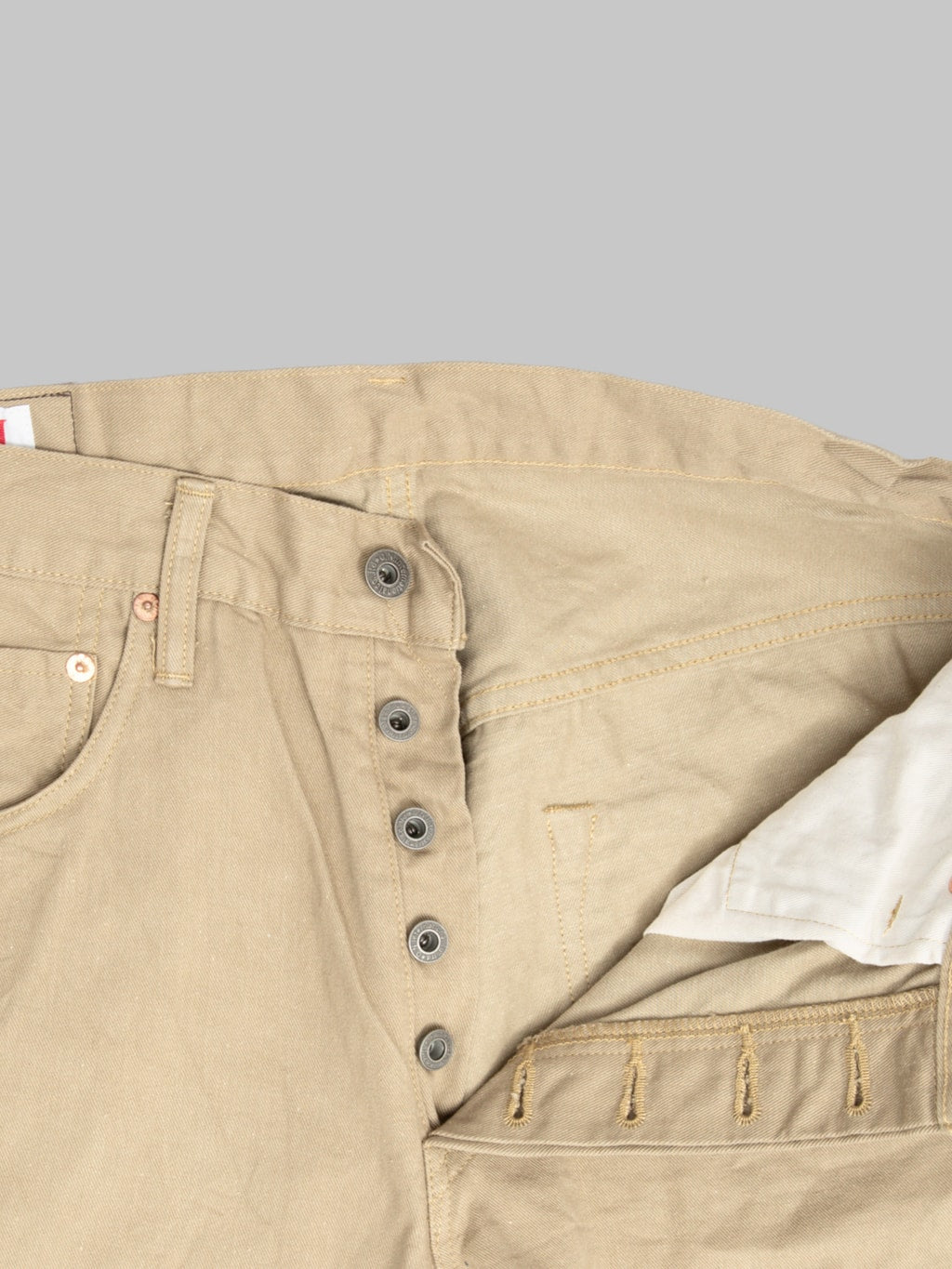 ONI Denim 271-SVCKB Just Right Straight Selvedge Chino Cloth Khaki Beige Jeans