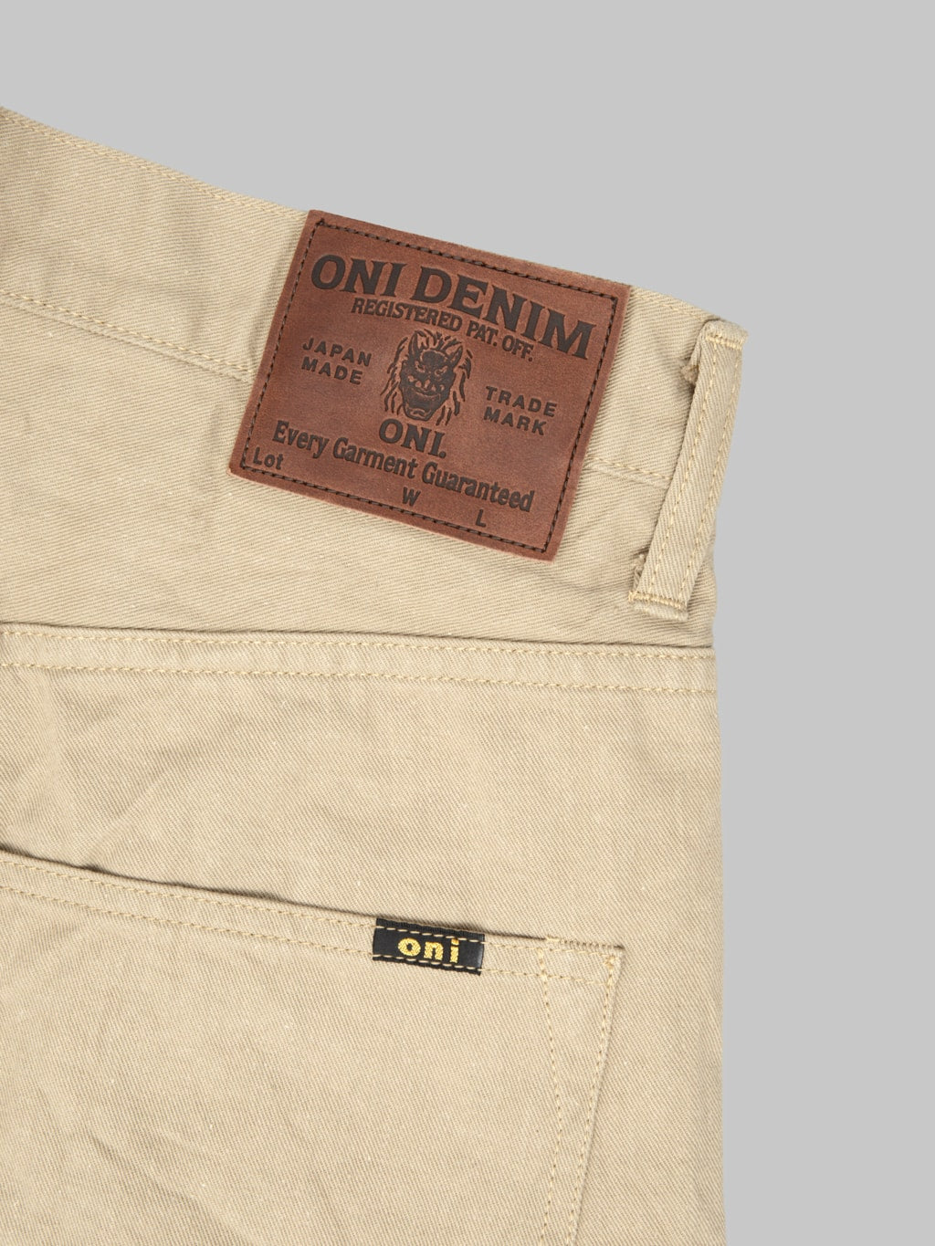 ONI Denim 271-SVCKB Just Right Straight Selvedge Chino Cloth Khaki Beige Jeans