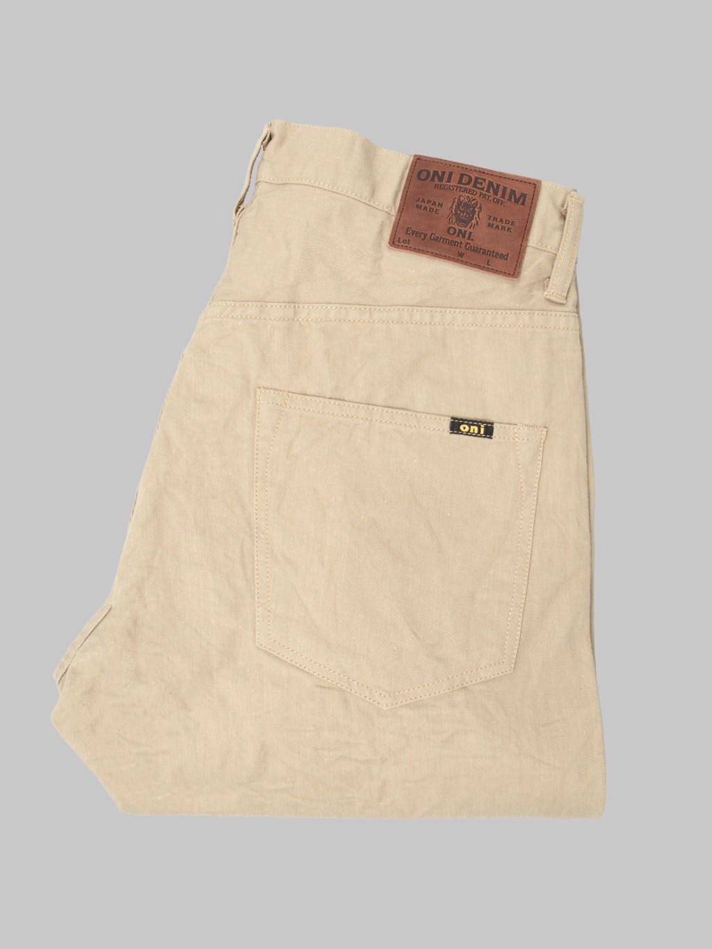 ONI Denim 271-SVCKB Just Right Straight Selvedge Chino Cloth Khaki Beige Jeans