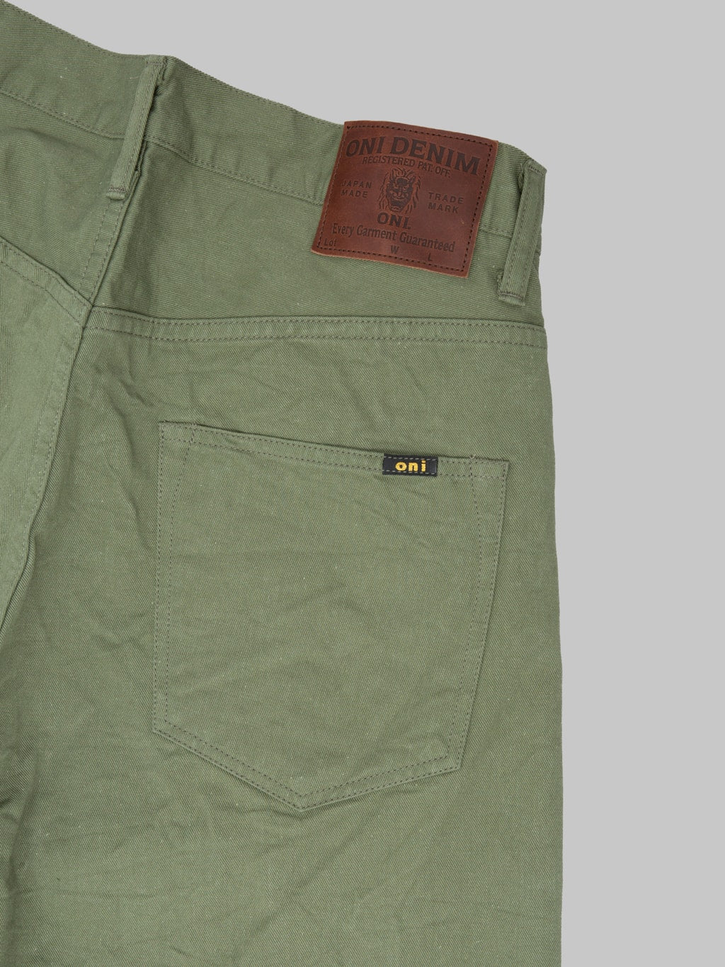 ONI Denim 271-SVCOL Just Right Straight Selvedge Chino Cloth Olive Jeans