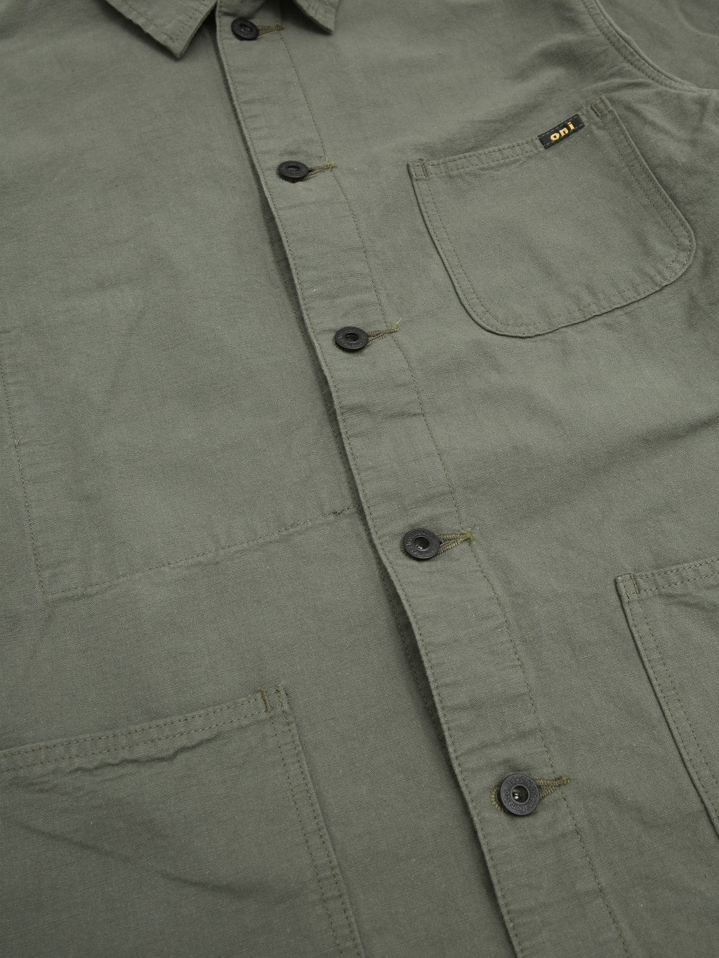 ONI Denim 03500 8GG Beta Chambray Green Gray 8oz Coverall buttons