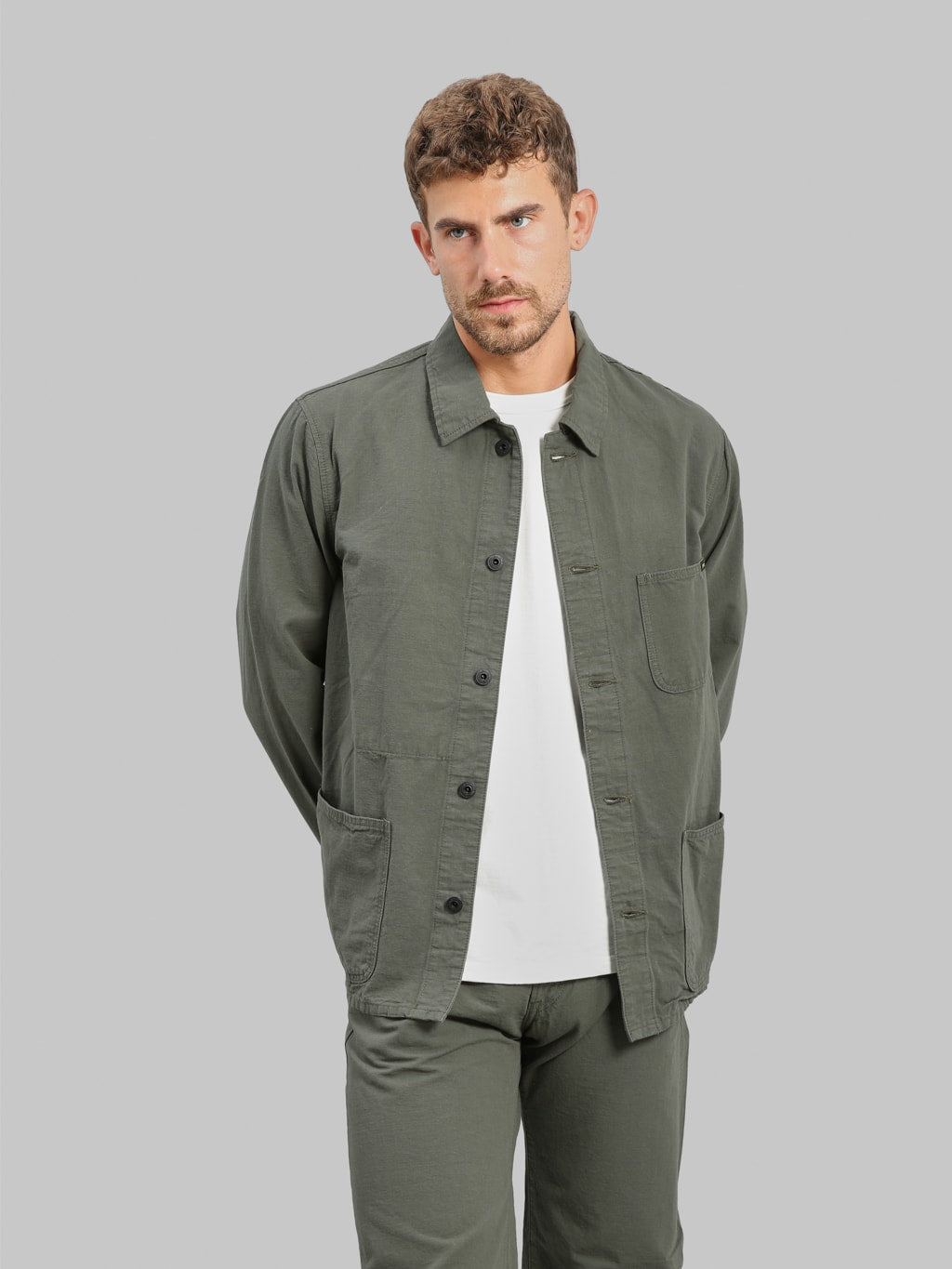 ONI Denim 03500 8GG Beta Chambray Green Gray 8oz Coverall styled