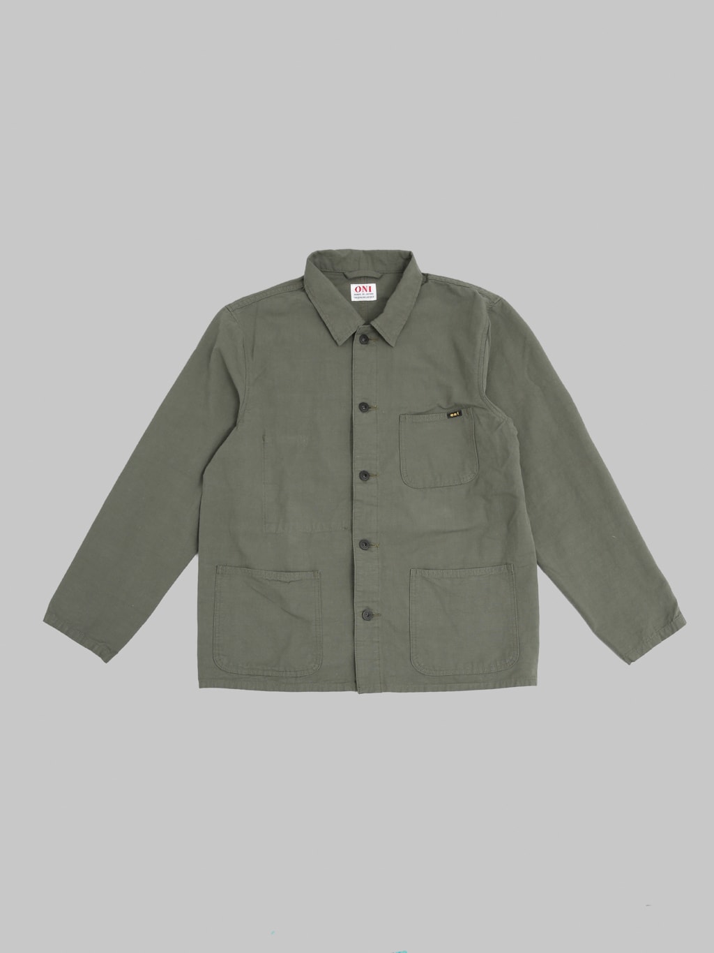 ONI Denim 03500 8GG Beta Chambray Green Gray 8oz Coverall front