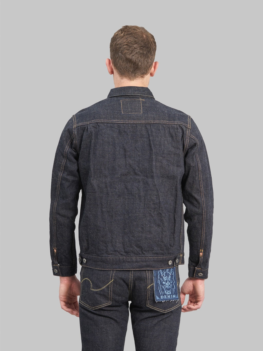 oni denim indigo beige 14oz type 2 jacket back fit