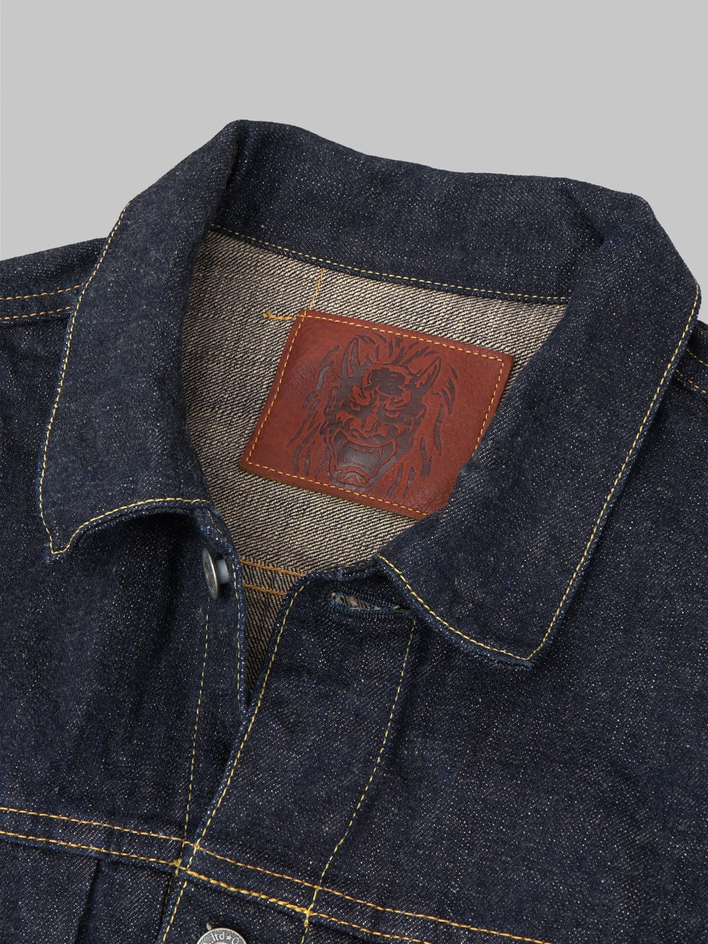 oni denim indigo beige 14oz type 2 jacket patch