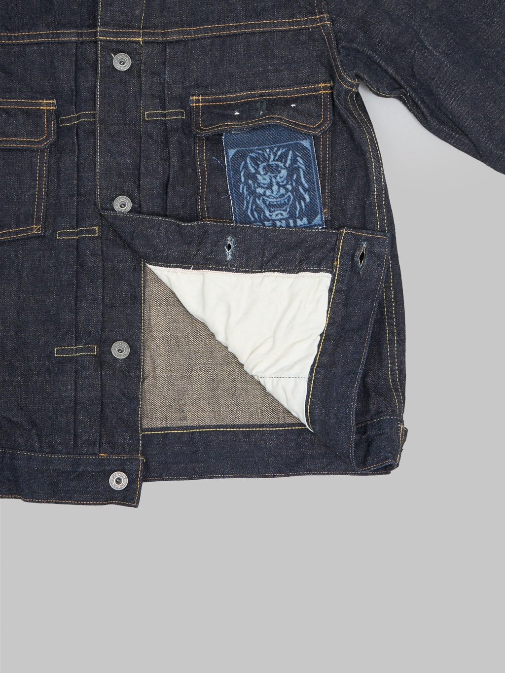oni denim indigo beige 14oz type 2 jacket weft