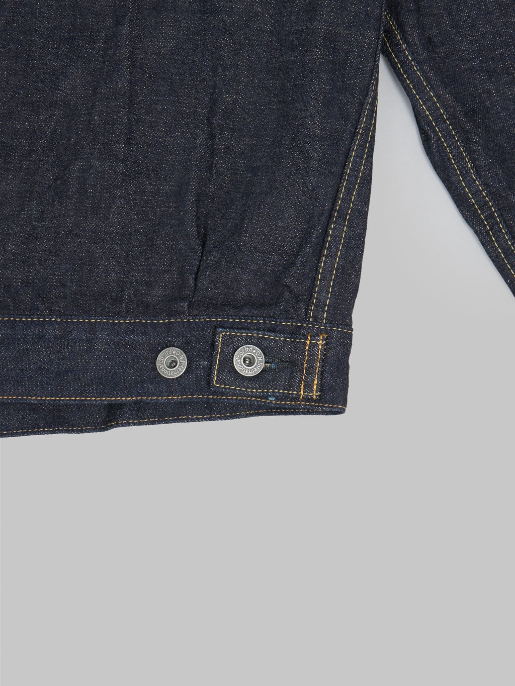 oni denim indigo beige 14oz type 2 jacket details