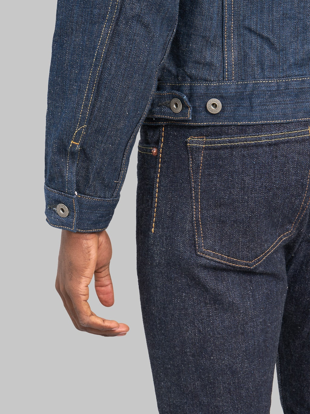 oni denim kiwami 16oz natural indigo type III jacket details