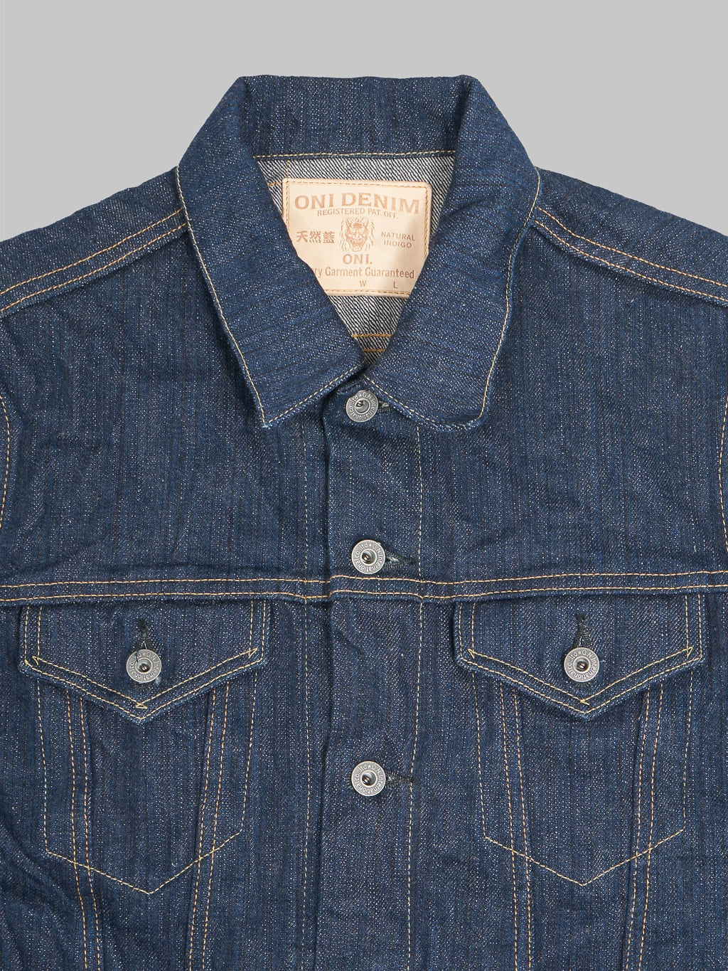 oni denim kiwami 16oz natural indigo type III jacket chest