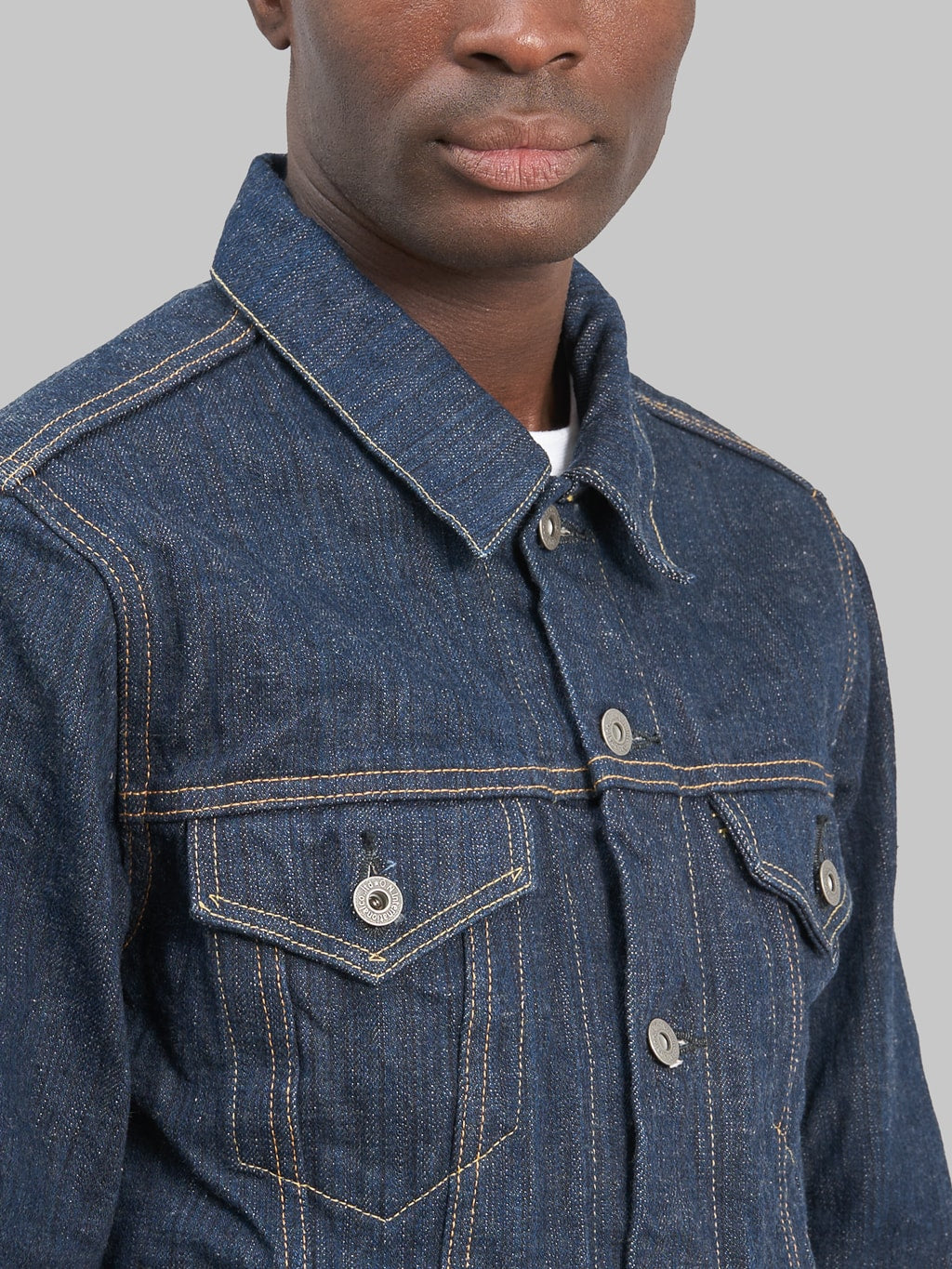 oni denim kiwami 16oz natural indigo type III jacket chest