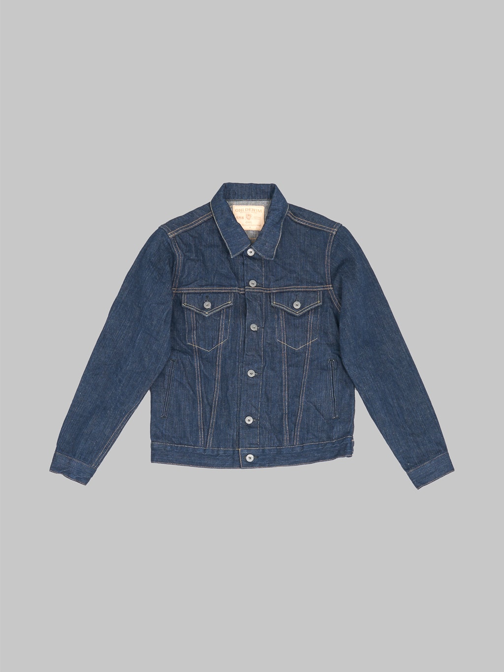 oni denim kiwami 16oz natural indigo type III jacket front