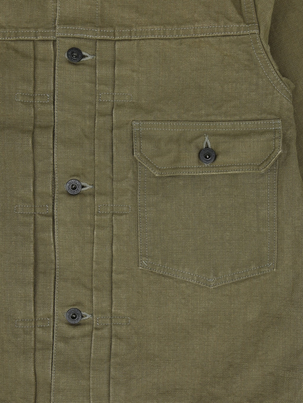 ONI Denim 01507L HOXOLB 13oz Jacket Olive Brown chest pocket
