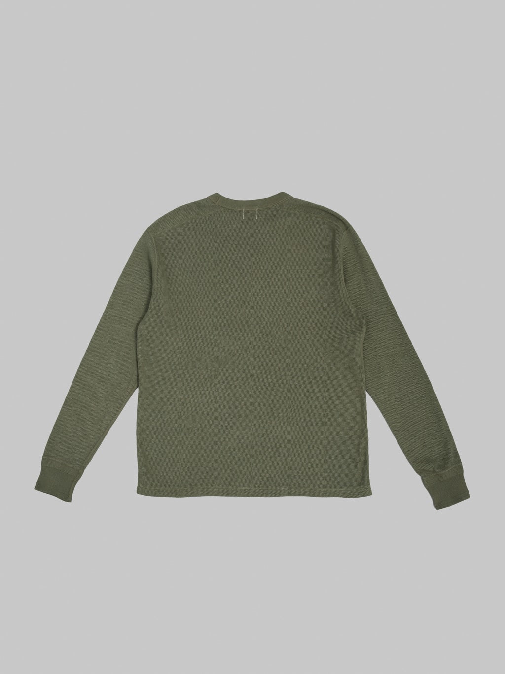 Loop & Weft Supima Long Honeycomb Knit Crewneck Thermal Army Olive - Redcast Heritage Co.