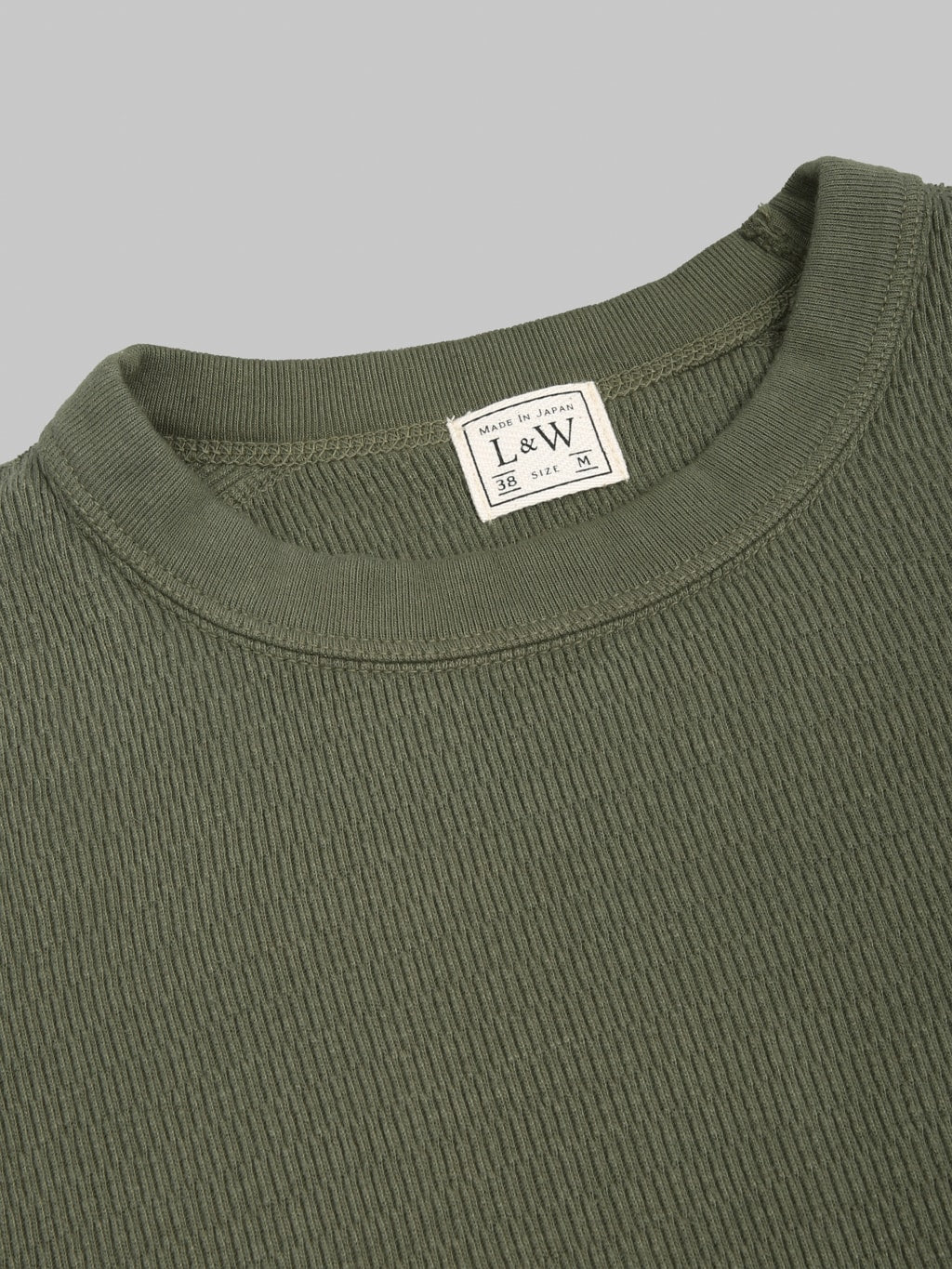 Loop & Weft Supima Long Honeycomb Knit Crewneck Thermal Army Olive - Redcast Heritage Co.