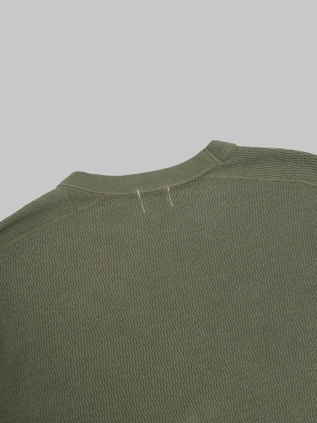 Loop & Weft Supima Long Honeycomb Knit Crewneck Thermal Army Olive - Redcast Heritage Co.