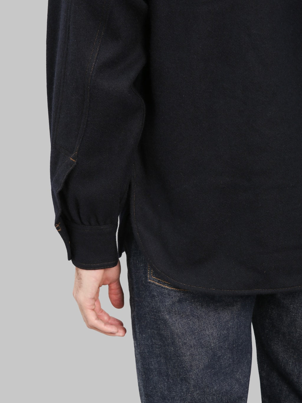 Pherrows 25W P30 1930s CPO Shirt Dark Navy hem