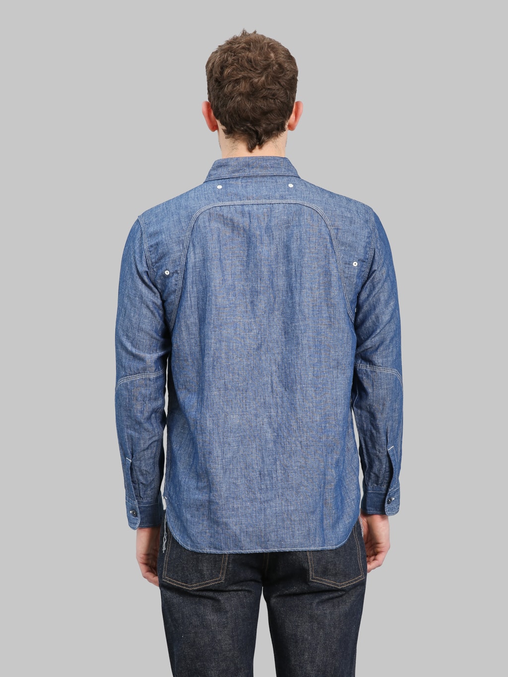 Pherrow's 770WS Chambray Work Shirt Sax Blue