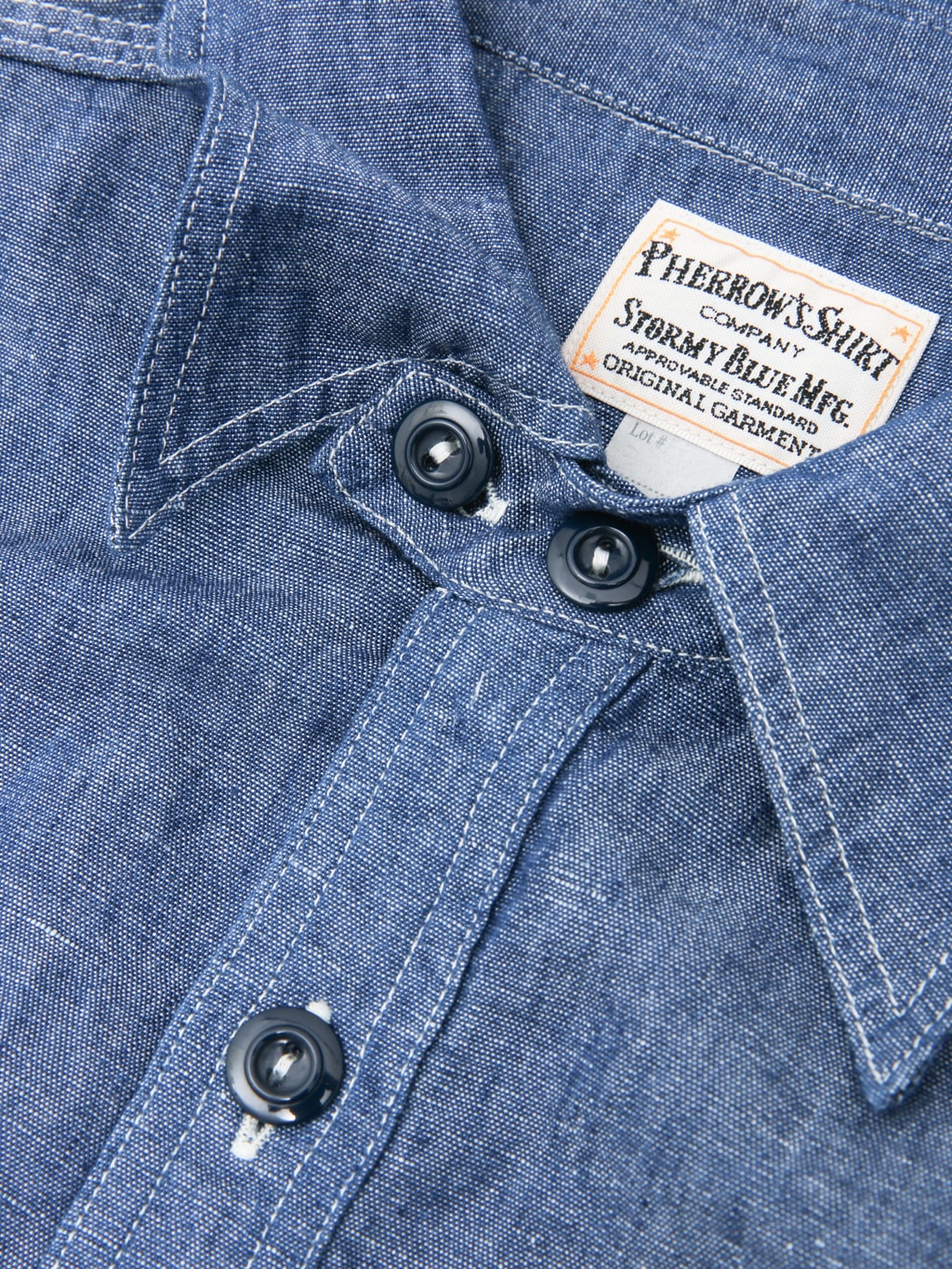 Pherrow's 770WS Chambray Work Shirt Sax Blue