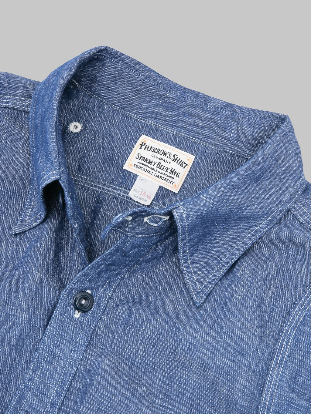 Pherrow's 770WS Chambray Work Shirt Sax Blue