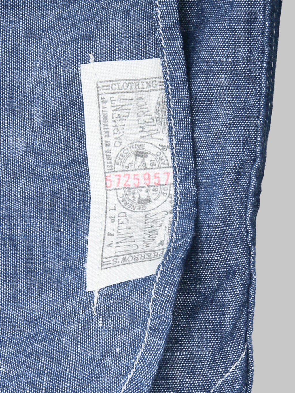 Pherrow's 770WS Chambray Work Shirt Sax Blue