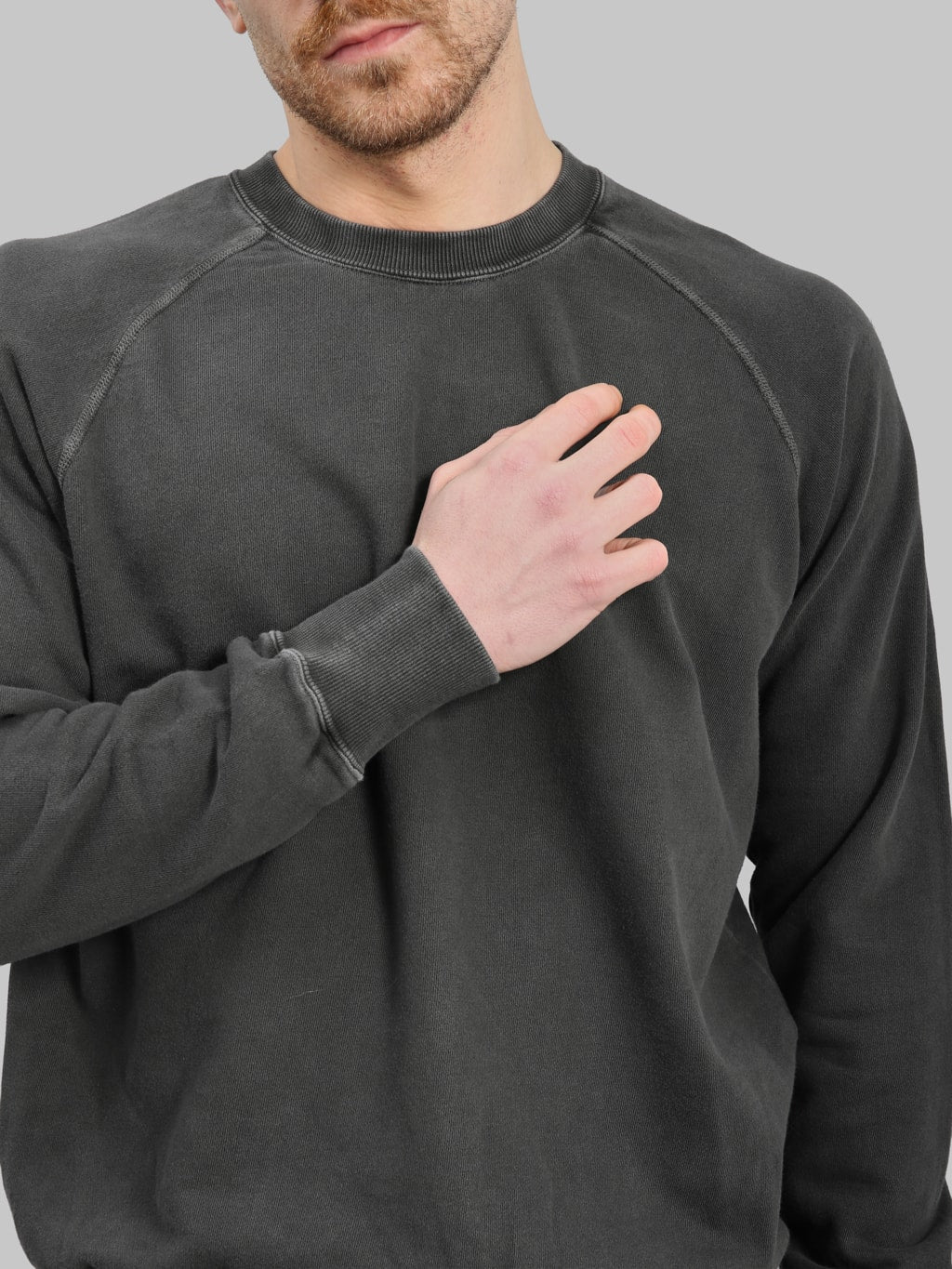 Pherrow's 25W-PRS-P Raglan Sweatshirt Fade Black - Redcast Heritage Co.