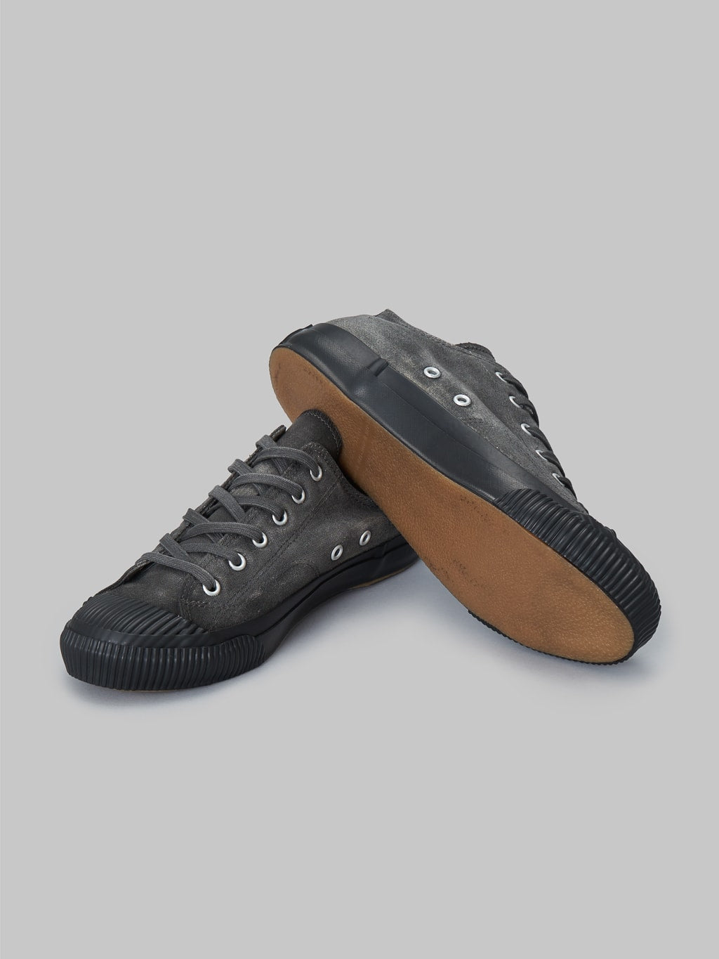 pras low shellcap sumi hand dyed black sneakers rubber sole