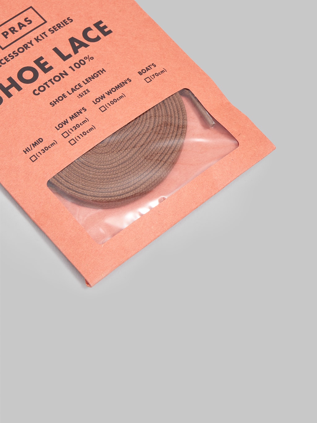 pras shoe lace brown packaging detail