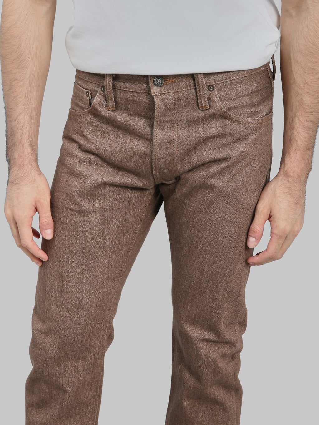 Pure Blue Japan BR-14oz-005 "Sulfur Brown" 14oz Slim Straight Jeans - Redcast Heritage Co.