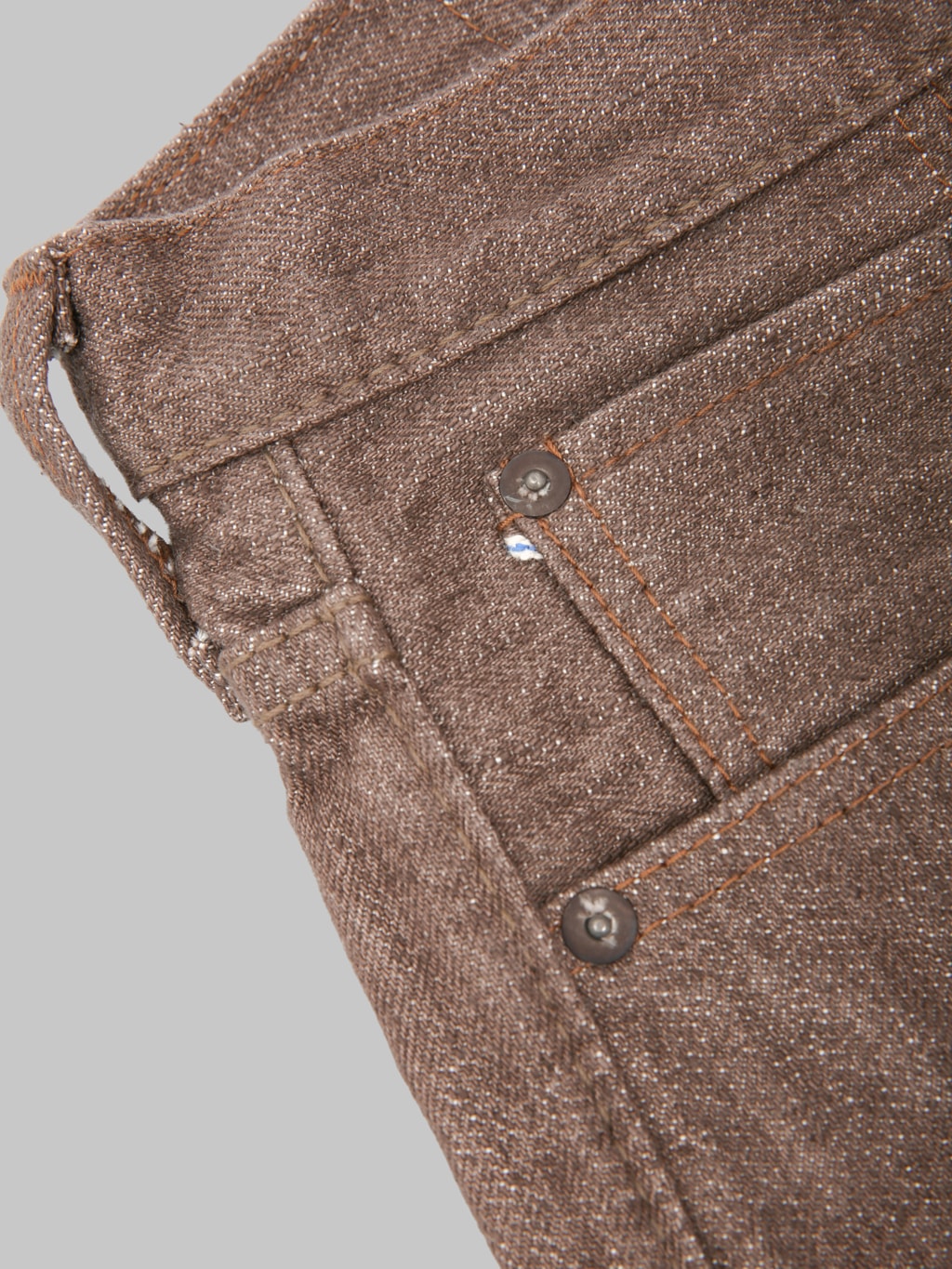 Pure Blue Japan BR019 Sulfur Brown Relaxed Tapered Jeans rivets