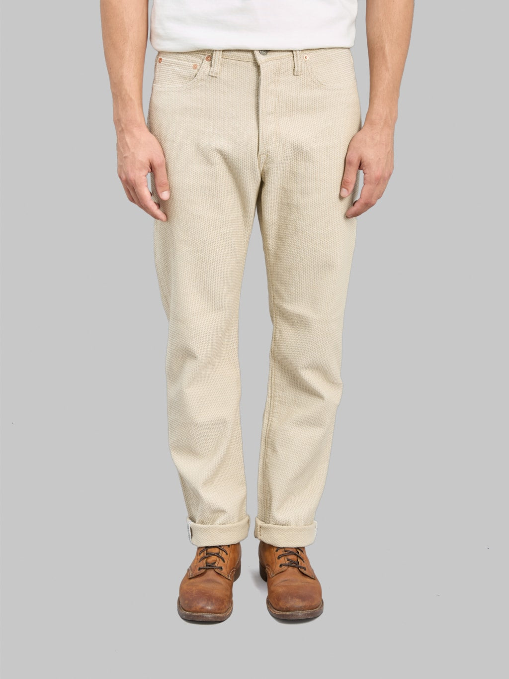 Pure Blue Japan 1178-IV Ivory x Beige Sashiko Regular Straight Jeans