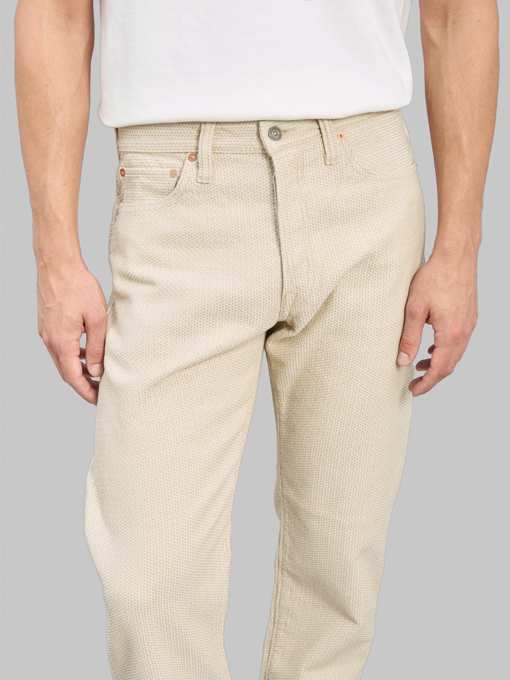 Pure Blue Japan 1178-IV Ivory x Beige Sashiko Regular Straight Jeans