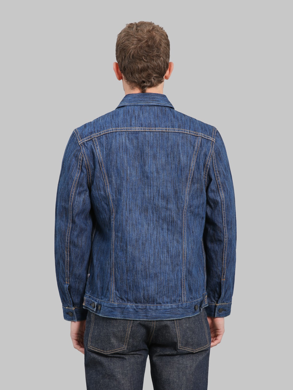 Pure Blue Japan 6225L Waterfall Type 2 Jacket Light Indigo back look