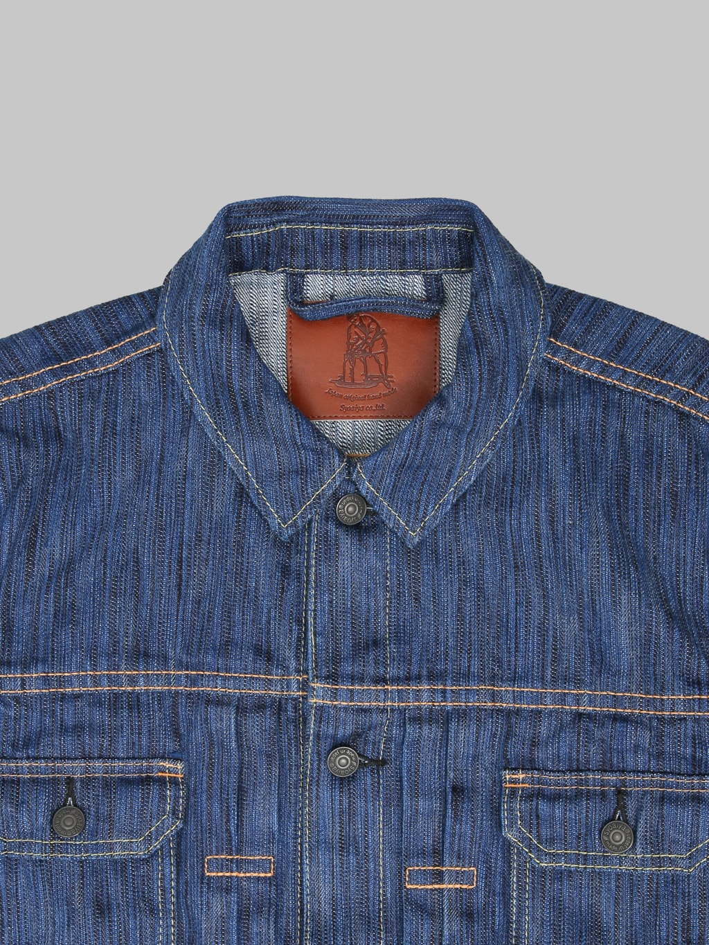 Pure Blue Japan 6225L Waterfall Type 2 Jacket Light Indigo collar