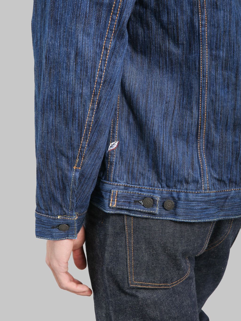 Pure Blue Japan 6225L Waterfall Type 2 Jacket Light Indigo details
