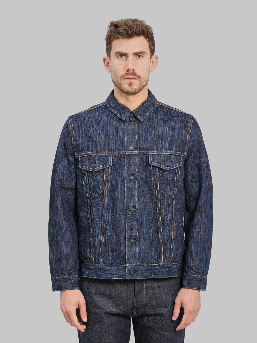 Pure Blue Japan 6226 Waterfall Type 3 Jacket Dark Indigo front look