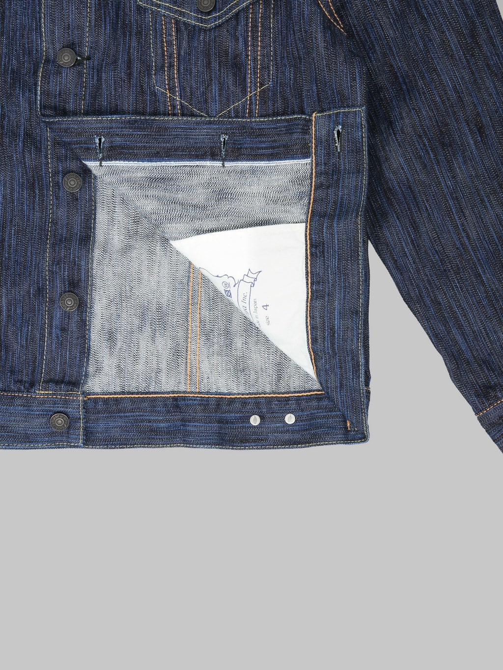 Pure Blue Japan 6226 Waterfall Type 3 Jacket Dark Indigo interior