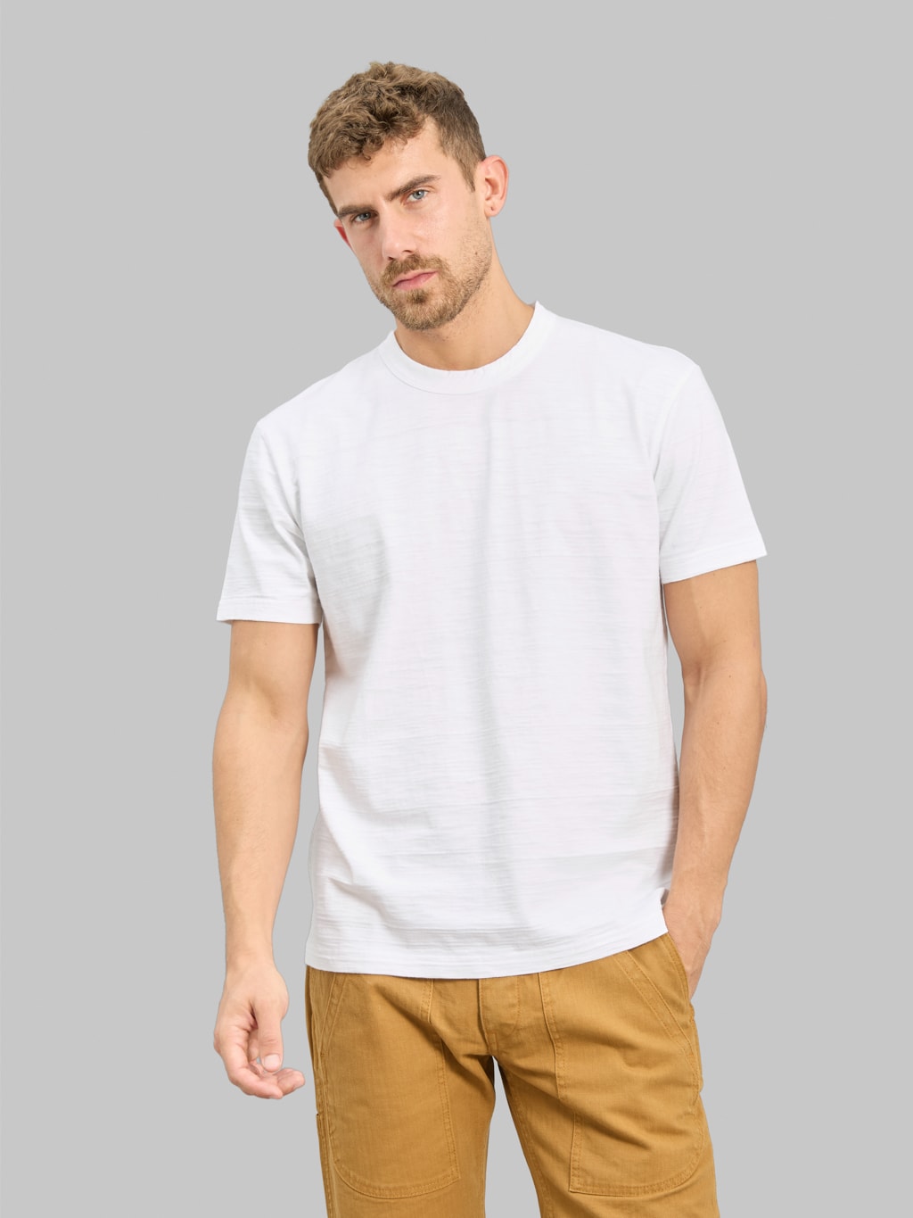 Pure Blue Japan SS-SLB-5011-WH 8oz Slub Jersey T-Shirt White