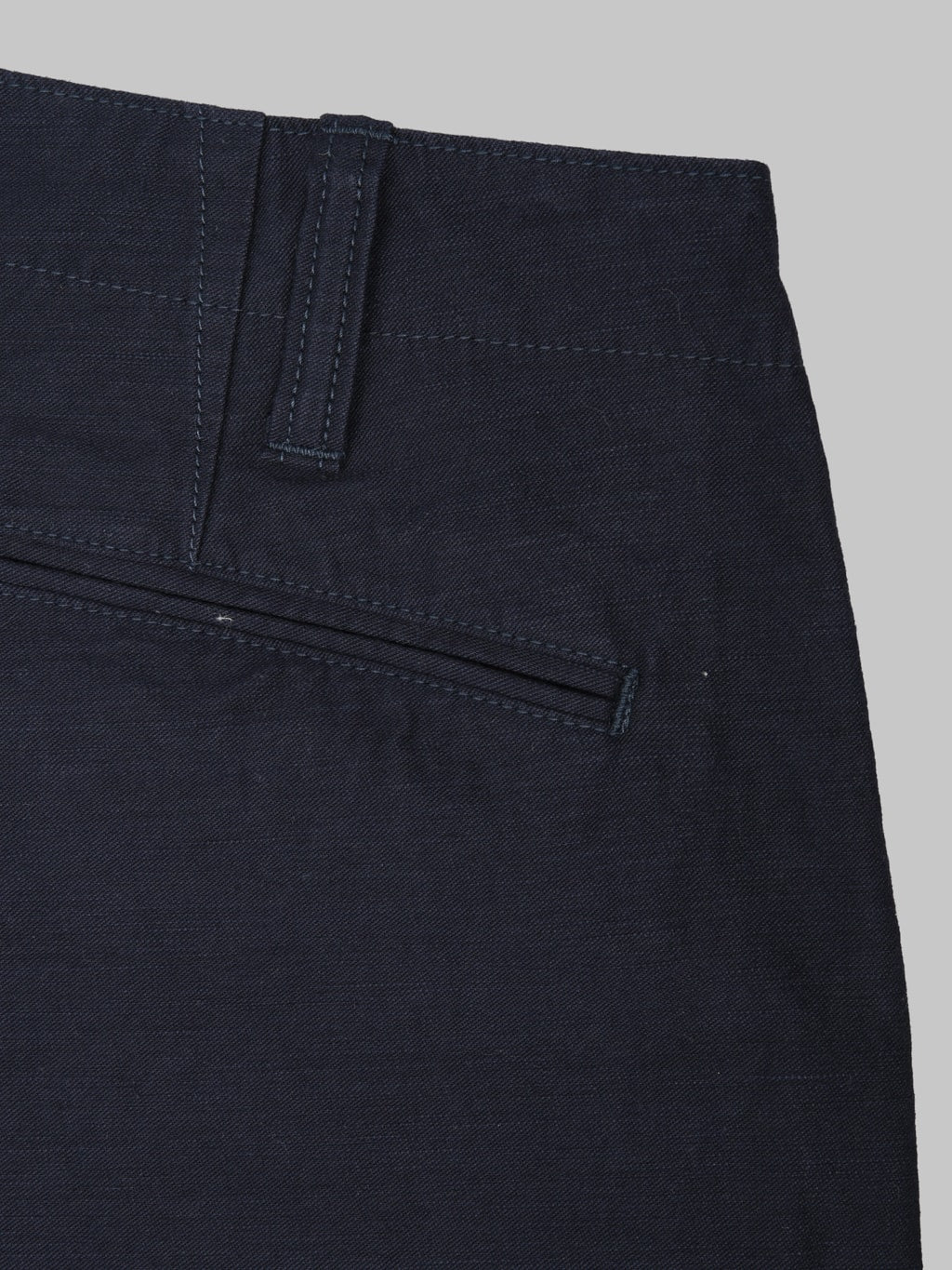 Pure Blue Japan 1185NV Satin Sulfur Dye Piped Straight Trousers Navy loop belt