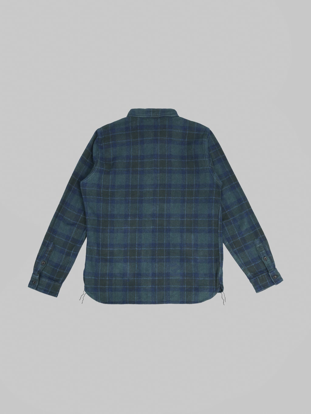 Pure Blue Japan 2235 Indigo Overdyed Cotton Tweed Check Shirt Brown back