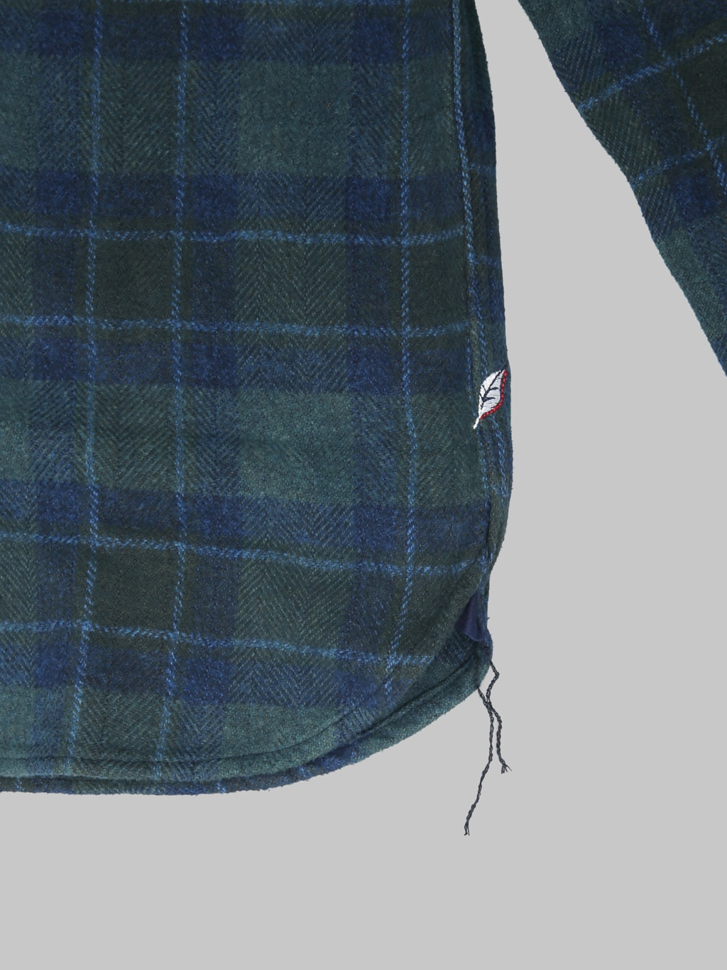 Pure Blue Japan 2235 Indigo Overdyed Cotton Tweed Check Shirt Brown closeup